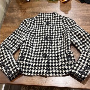 Magaschoni Houndstooth 100% Wool Blazer Jacket Size 8  Tailored fit